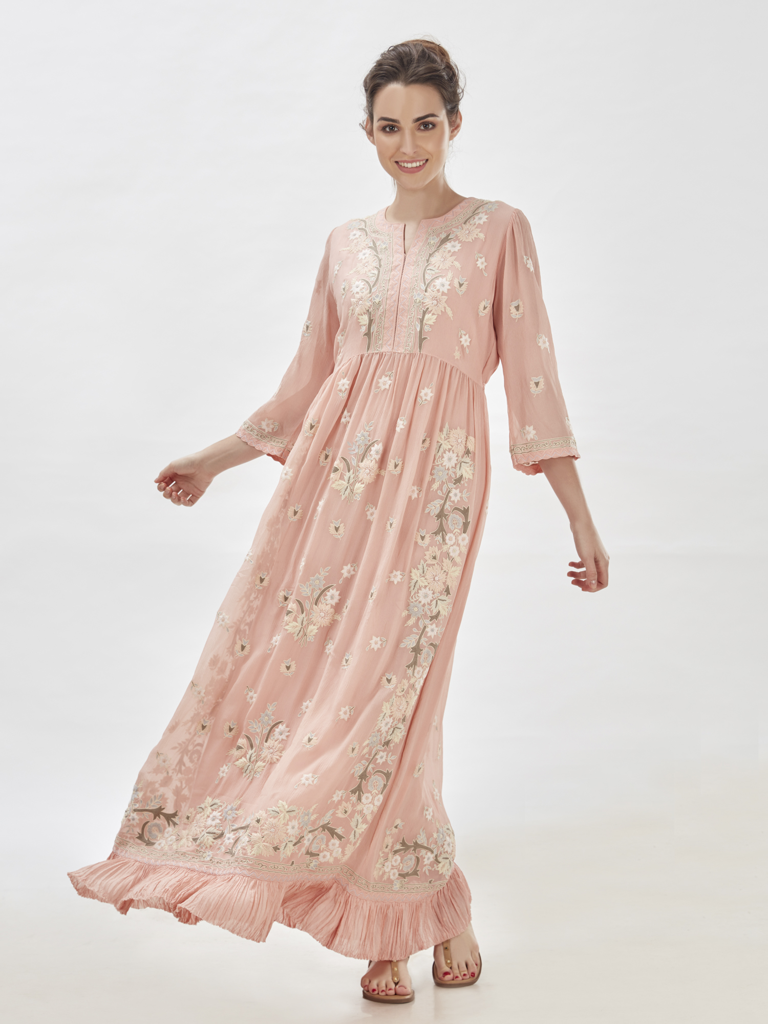 Georgian Maxi Dress Silk Chiffon Maxi Dress Sherbet Pnk Ahilaya