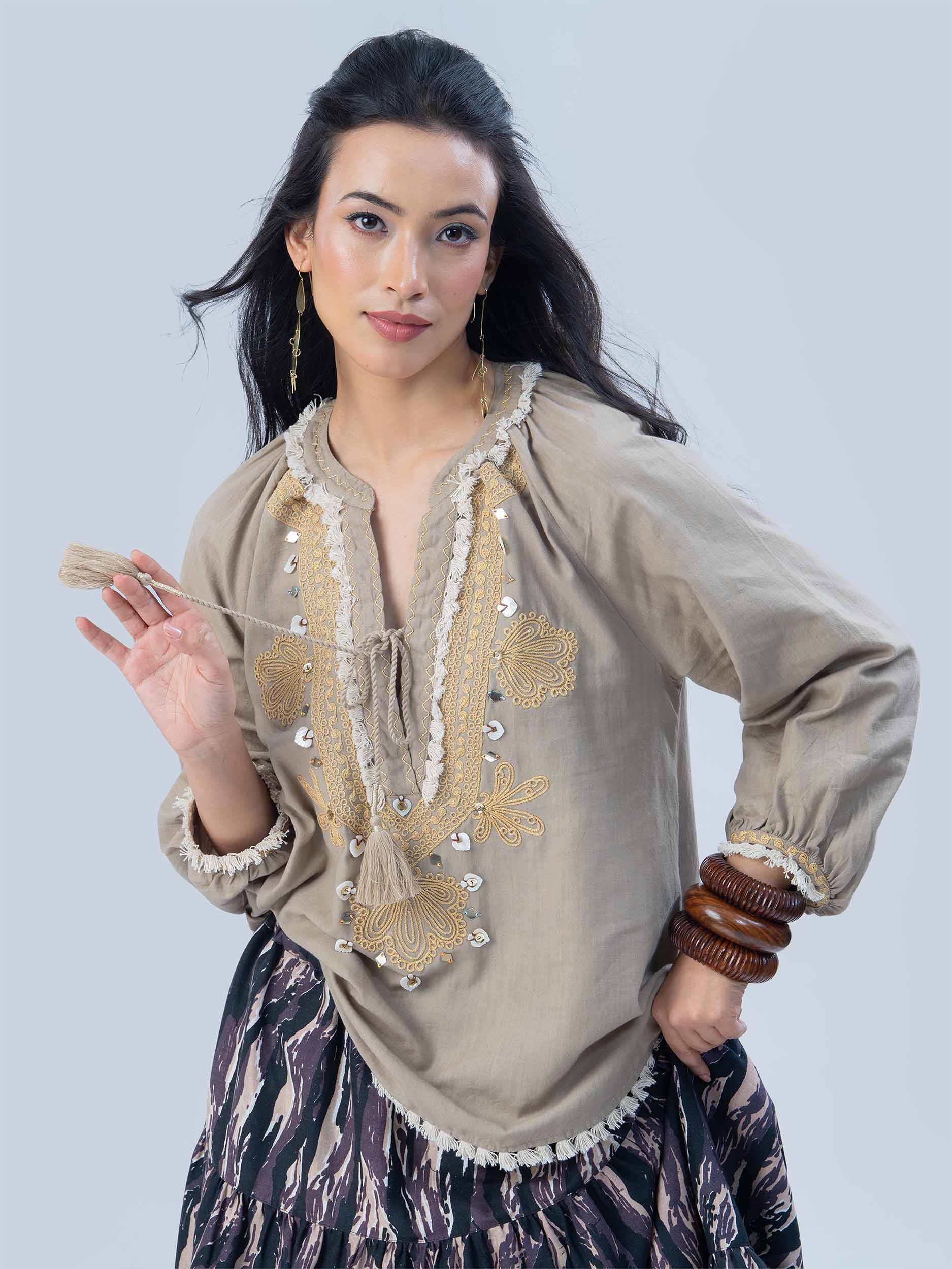 Athena Handloom Muslin Cotton Top