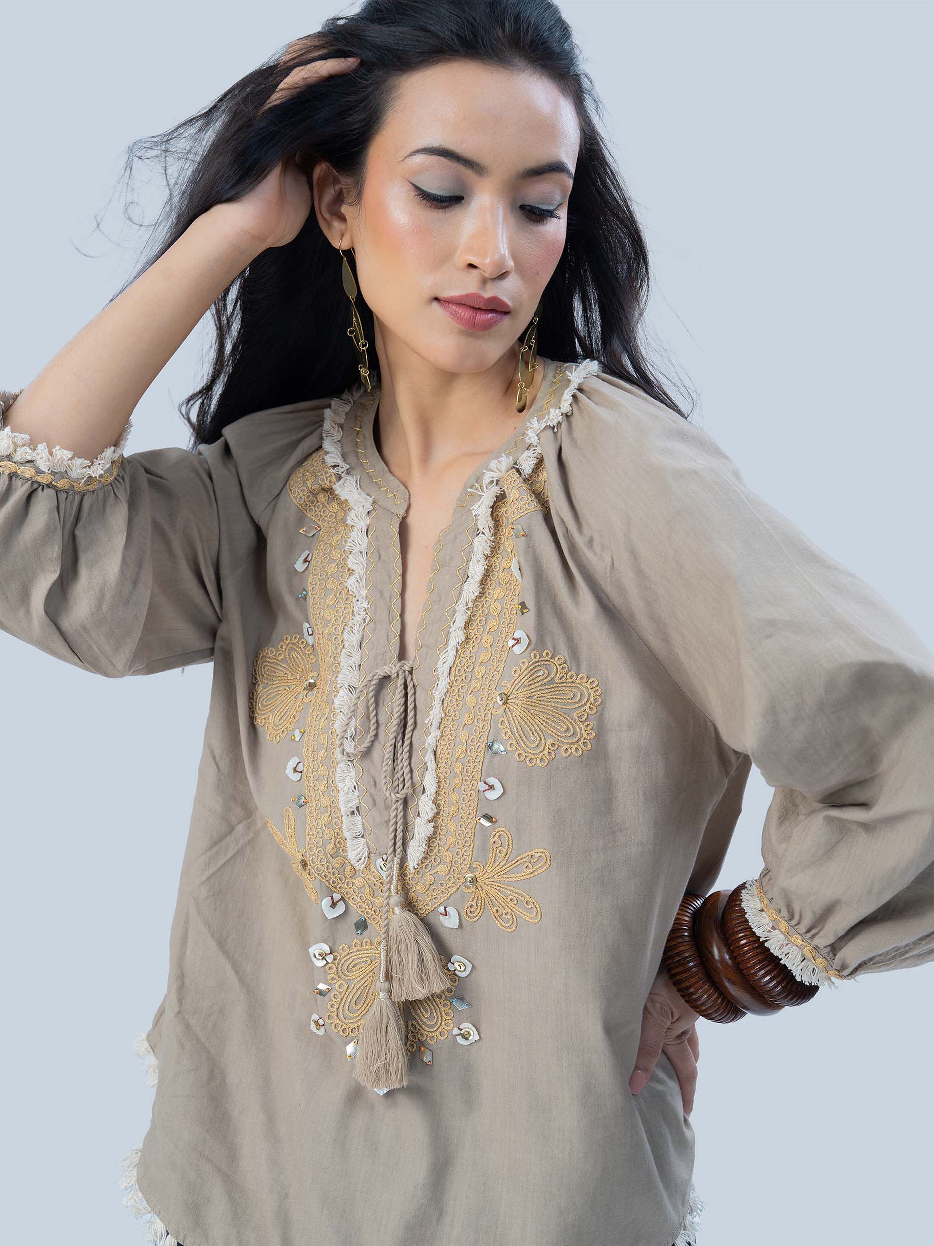 Athena Handloom Muslin Cotton Top