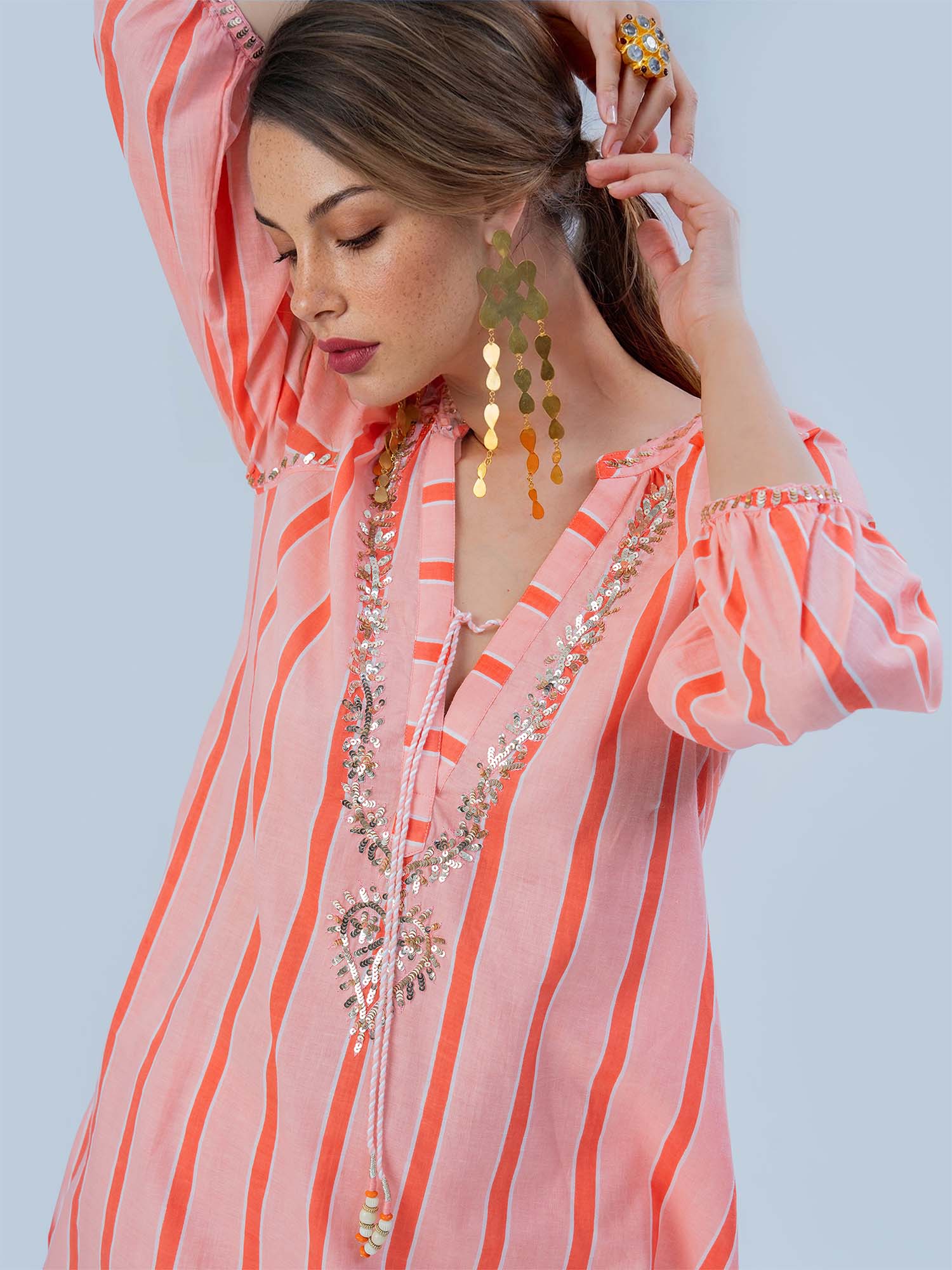 Chamak Dhamak Cotton Print Sequins Matching Set