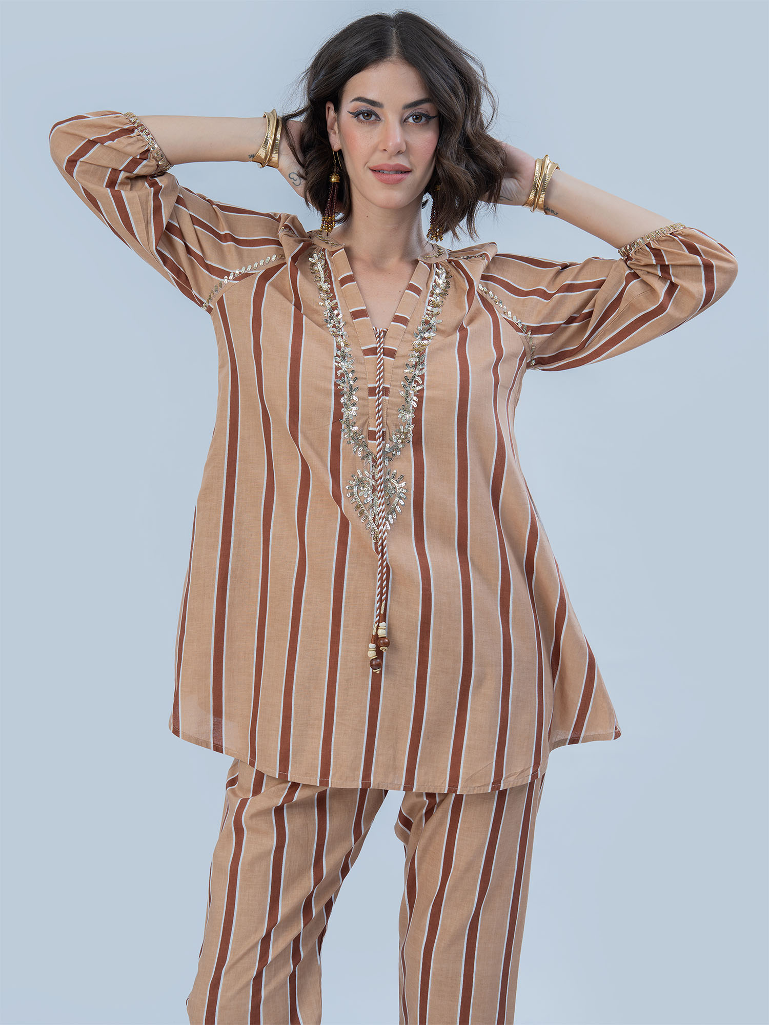 Chamak Dhamak Cotton Print Sequins Matching Set
