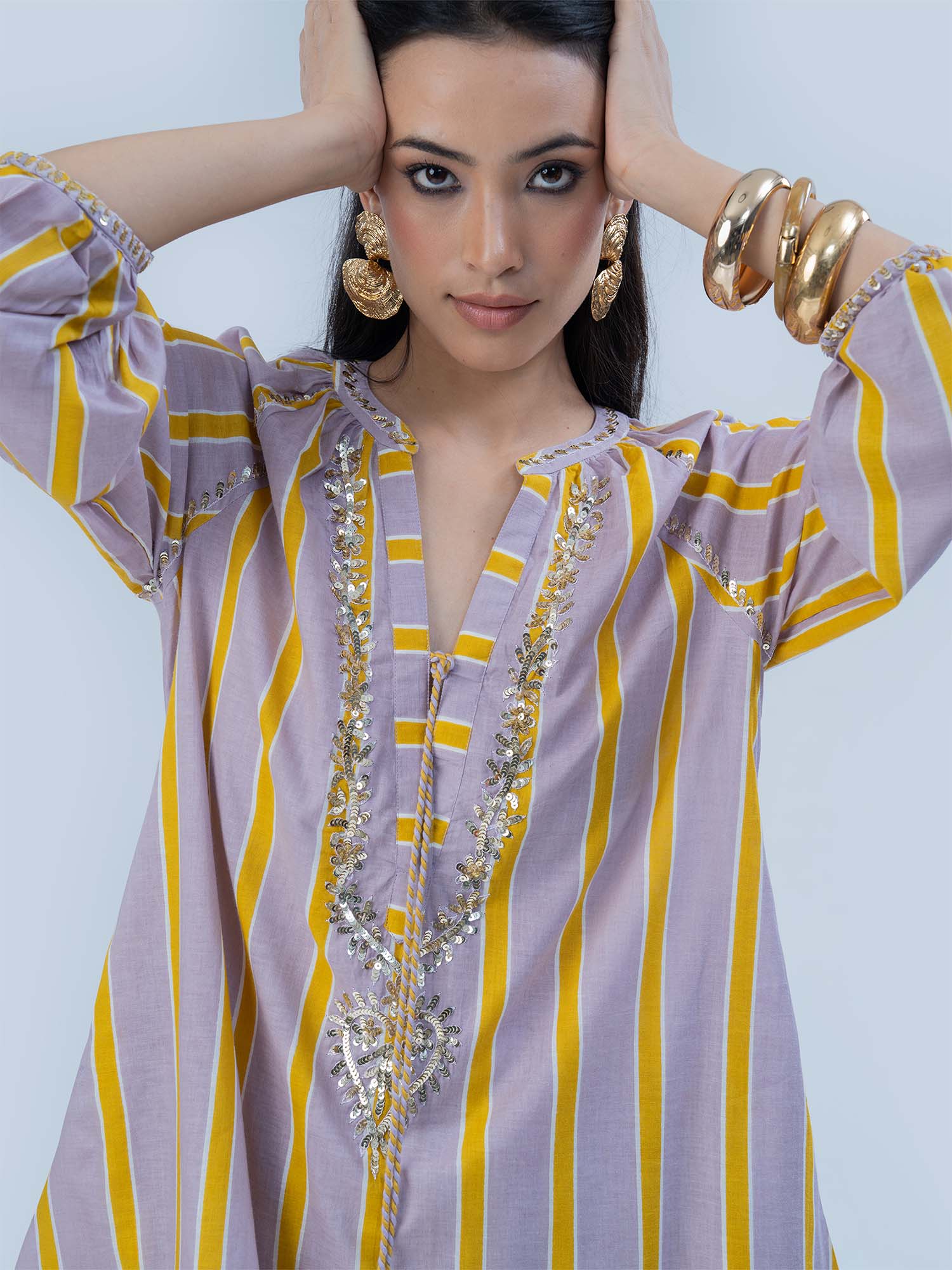 Chamak Dhamak Cotton Print Sequins Matching Set