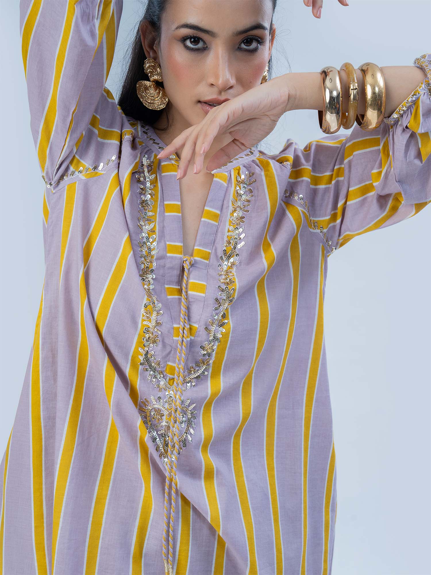Chamak Dhamak Cotton Print Sequins Matching Set