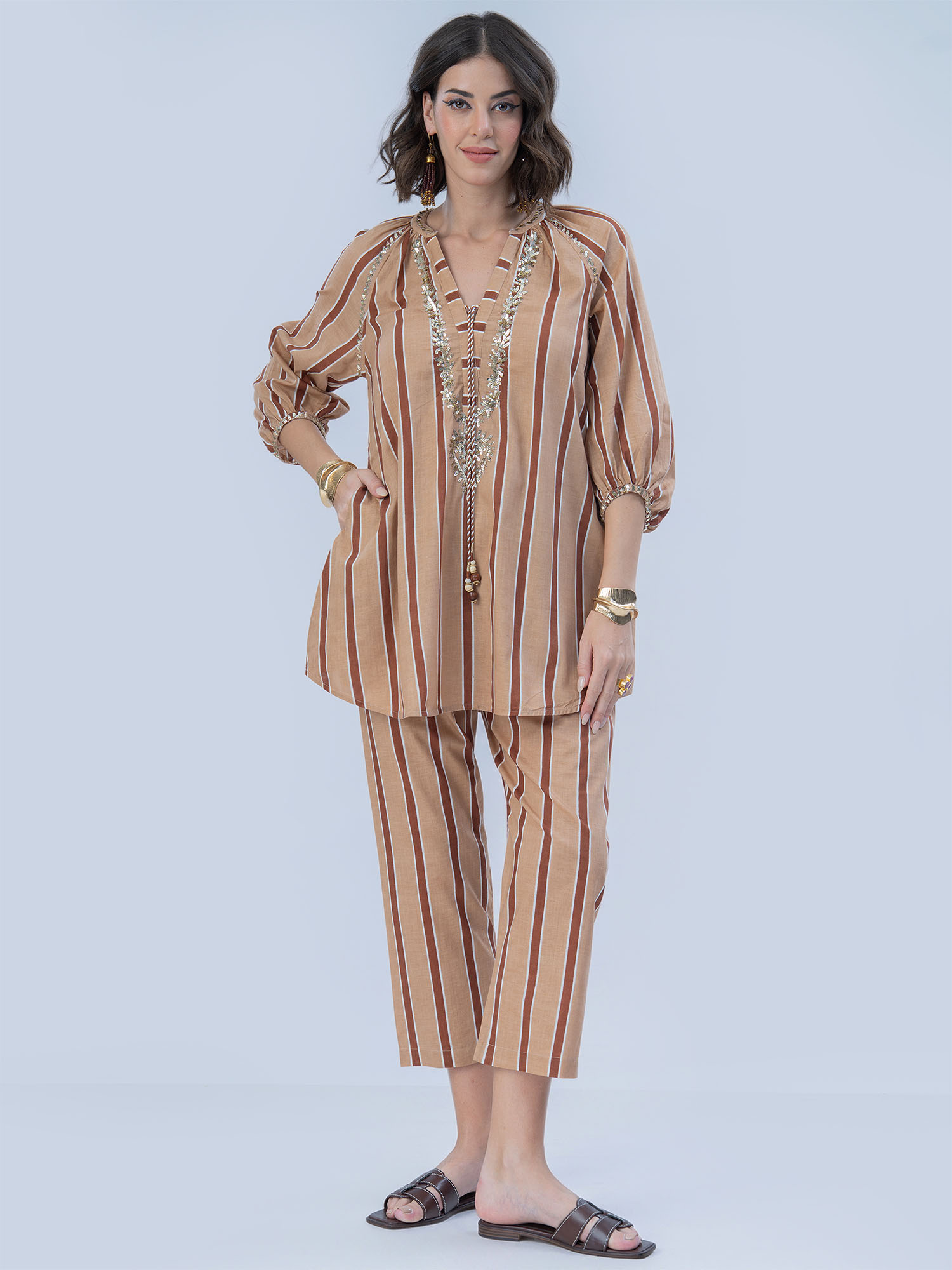 Chamak Dhamak Cotton Print Sequins Matching Set