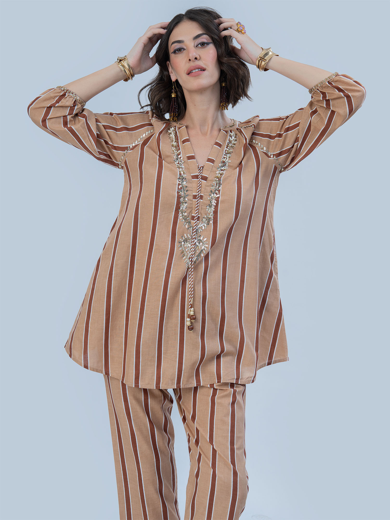 Chamak Dhamak Cotton Print Sequins Matching Set