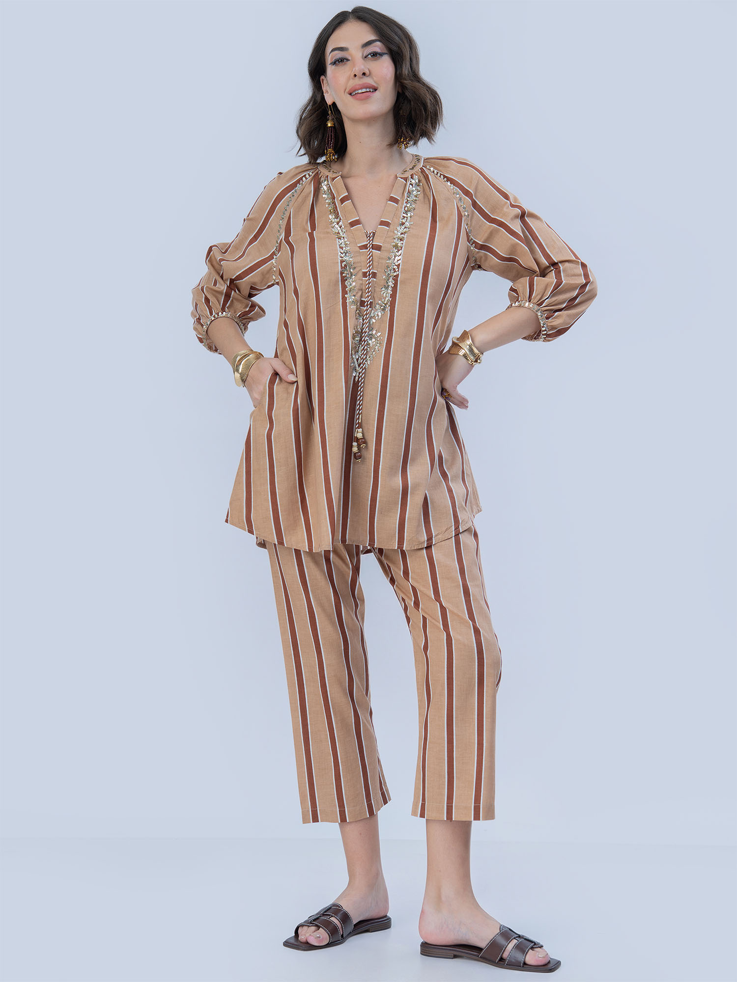 Chamak Dhamak Cotton Print Sequins Matching Set