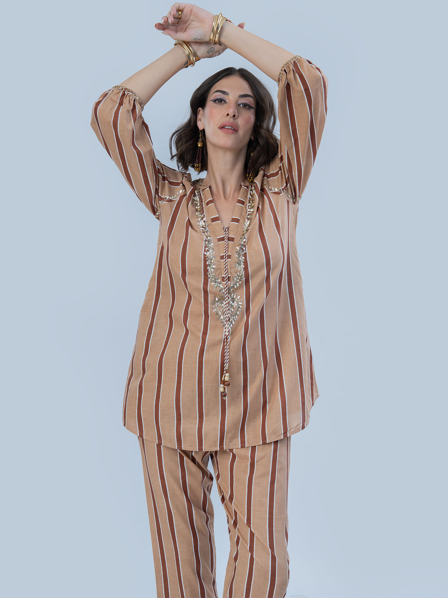 Chamak Dhamak Cotton Print Sequins Matching Set