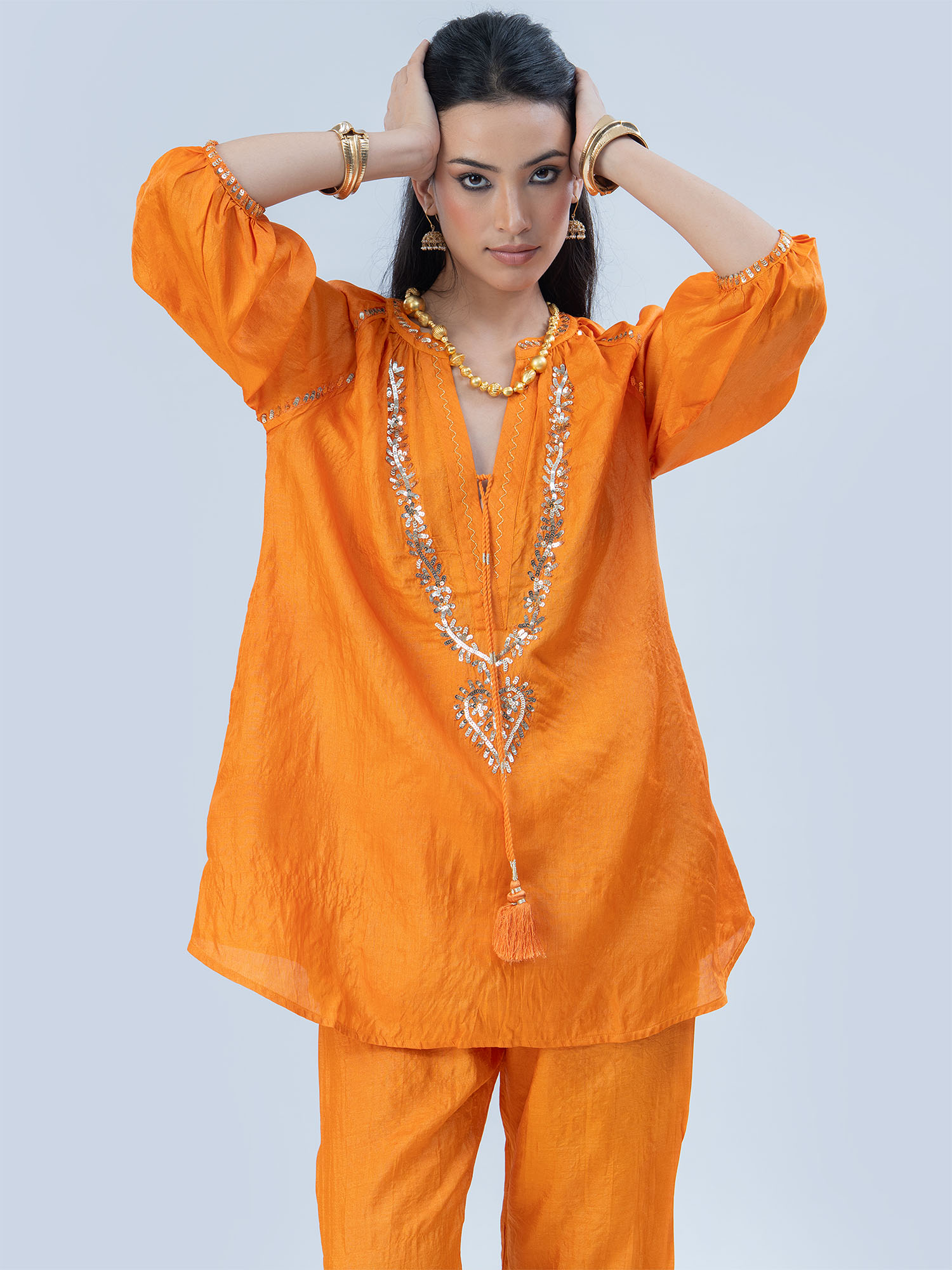 Helios Washed Handloom Tussar Silk Twinset