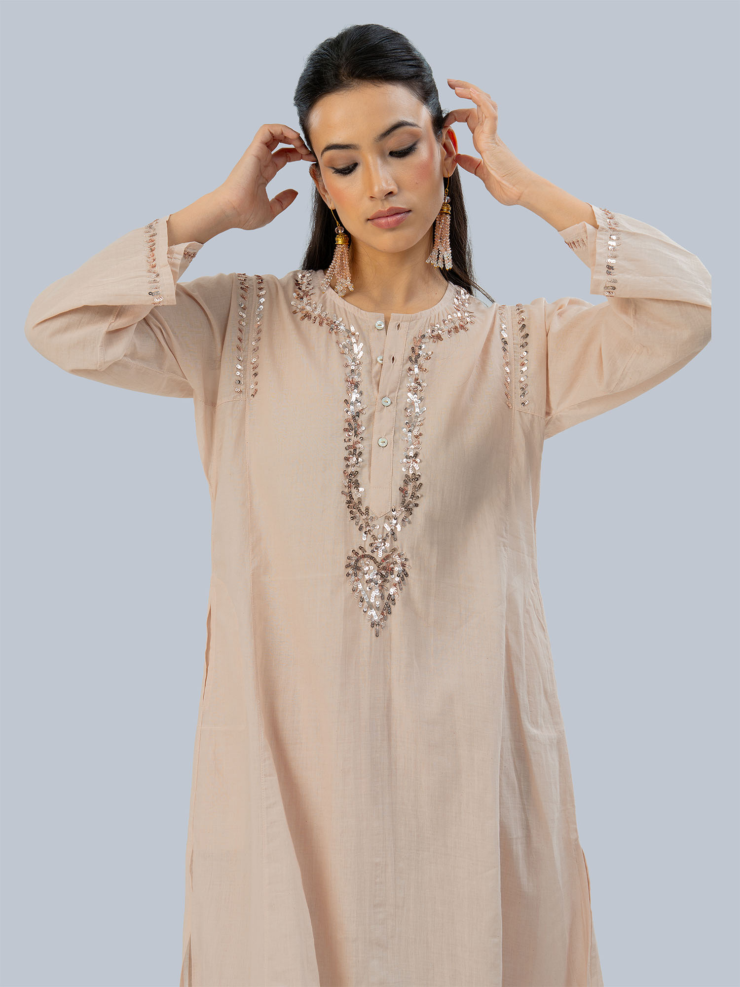 Khatoun Handwoven Muslin Cotton Long Kurta