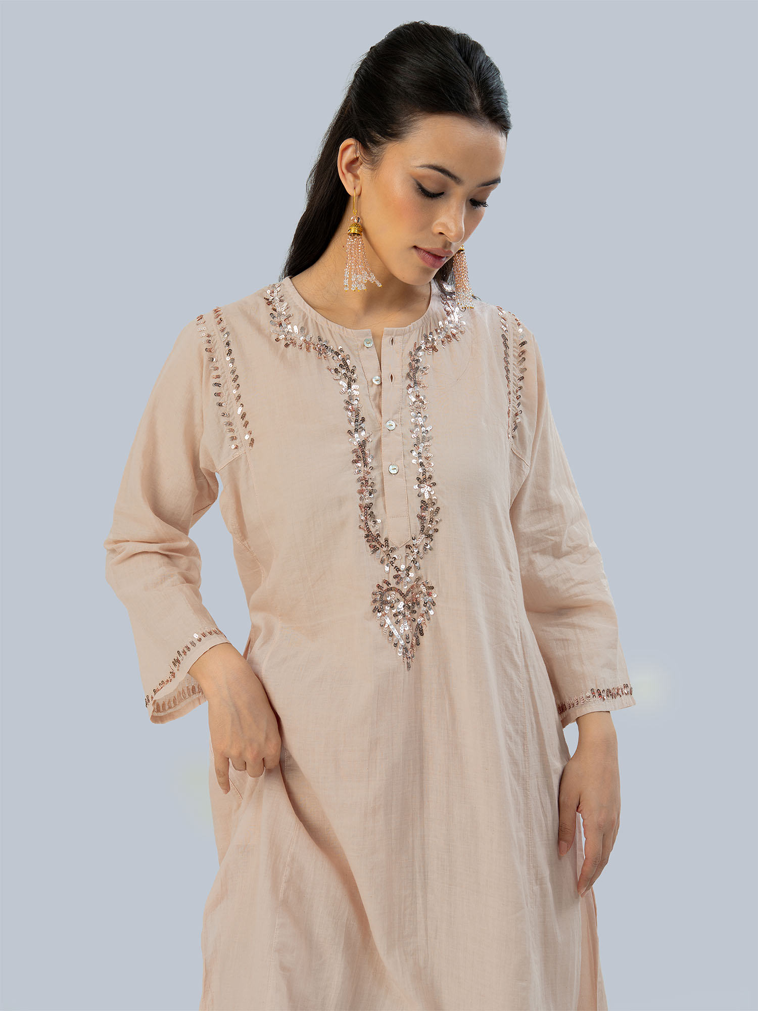 Khatoun Handwoven Muslin Cotton Long Kurta