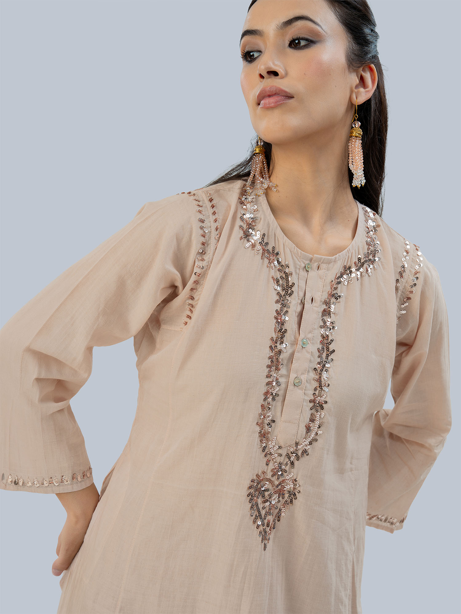 Khatoun Handwoven Muslin Cotton Long Kurta