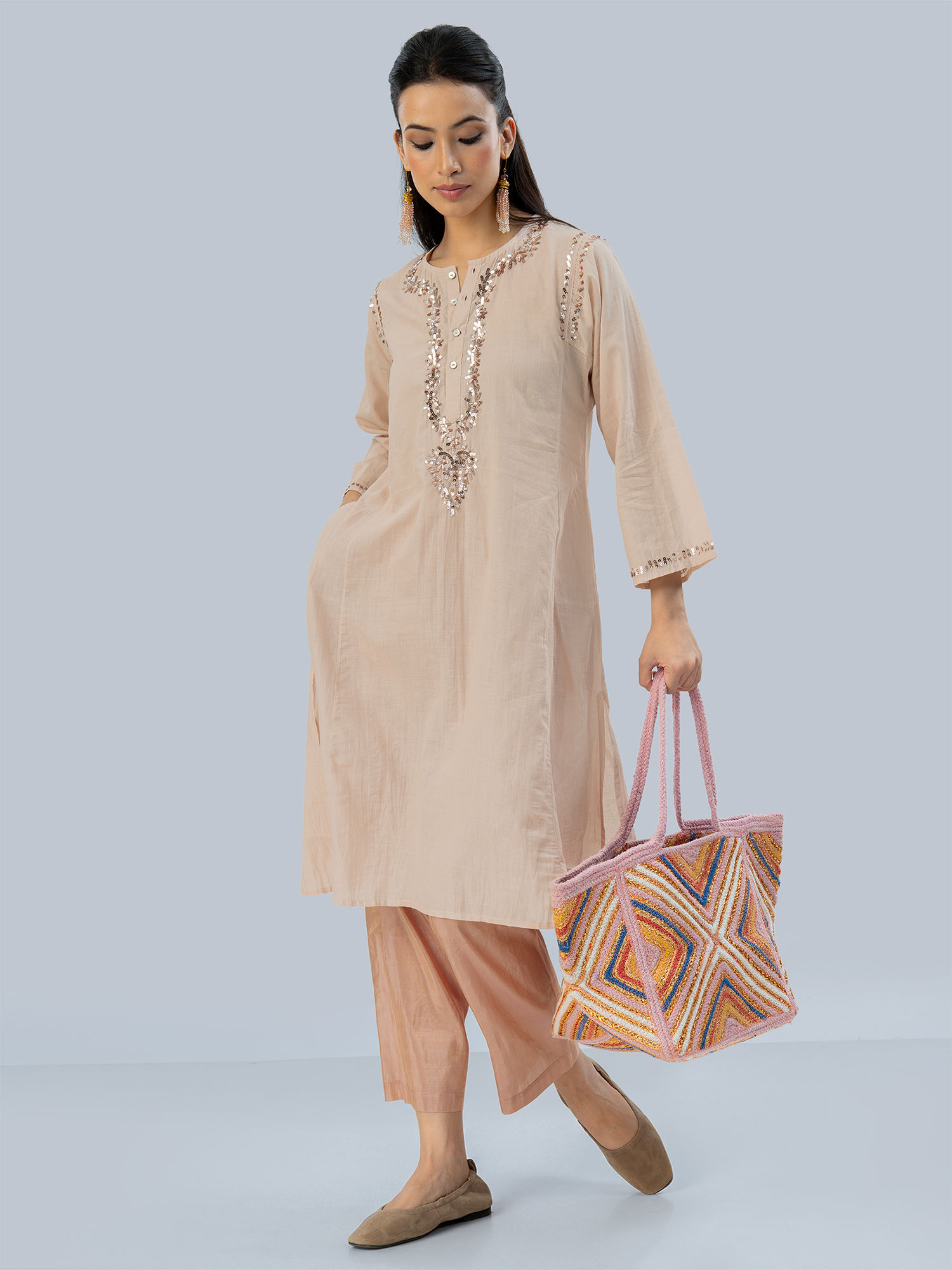 Khatoun Handwoven Muslin Cotton Long Kurta