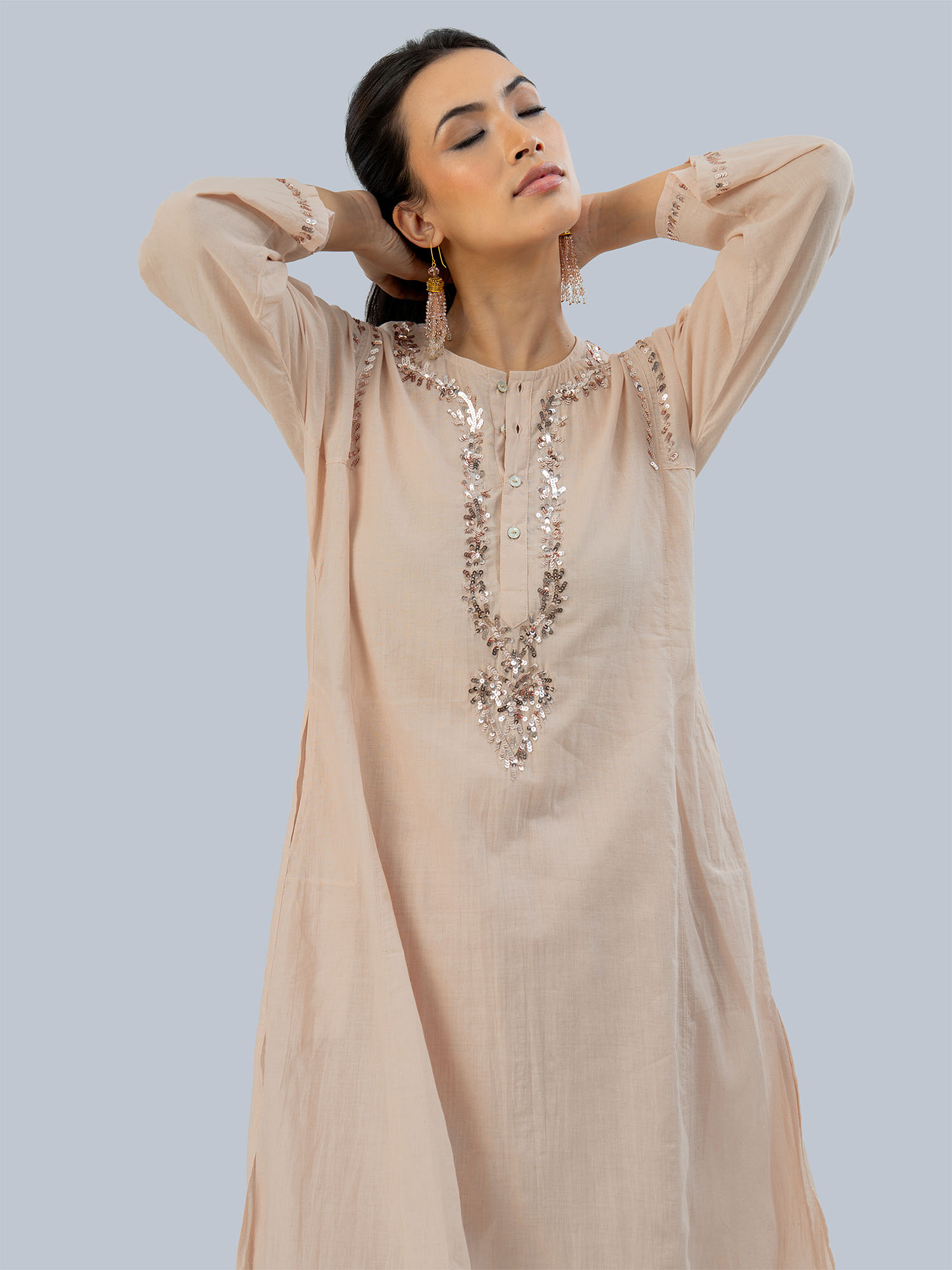 Khatoun Handwoven Muslin Cotton Long Kurta