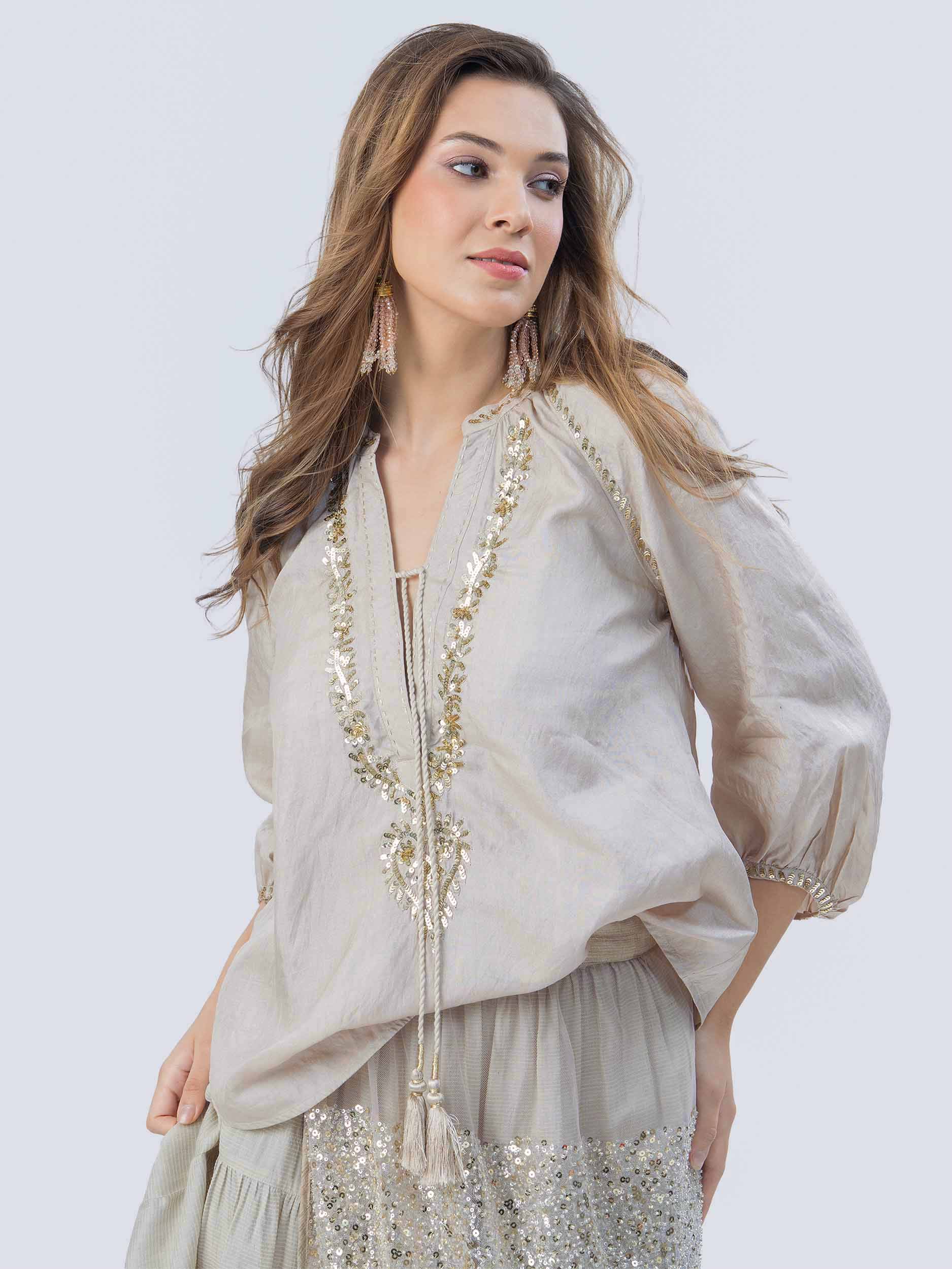 Lux Handloom Silk Top