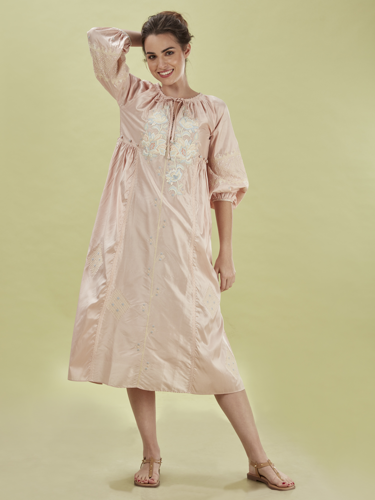 Petrossian Dress, Handloom Silk Dress, Petal / Multi (Pnk) - Ahilaya