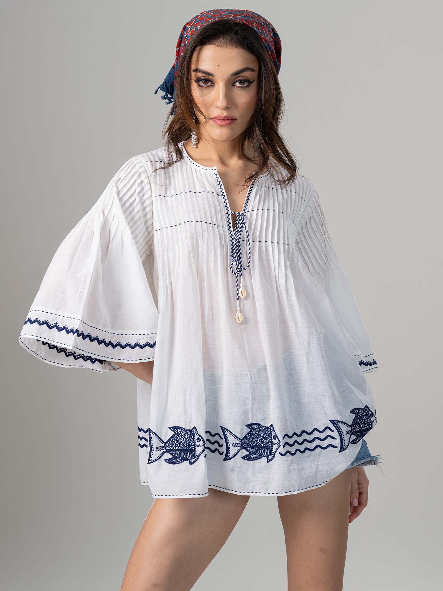 Samaki Handwoven Cotton Muslin Top 