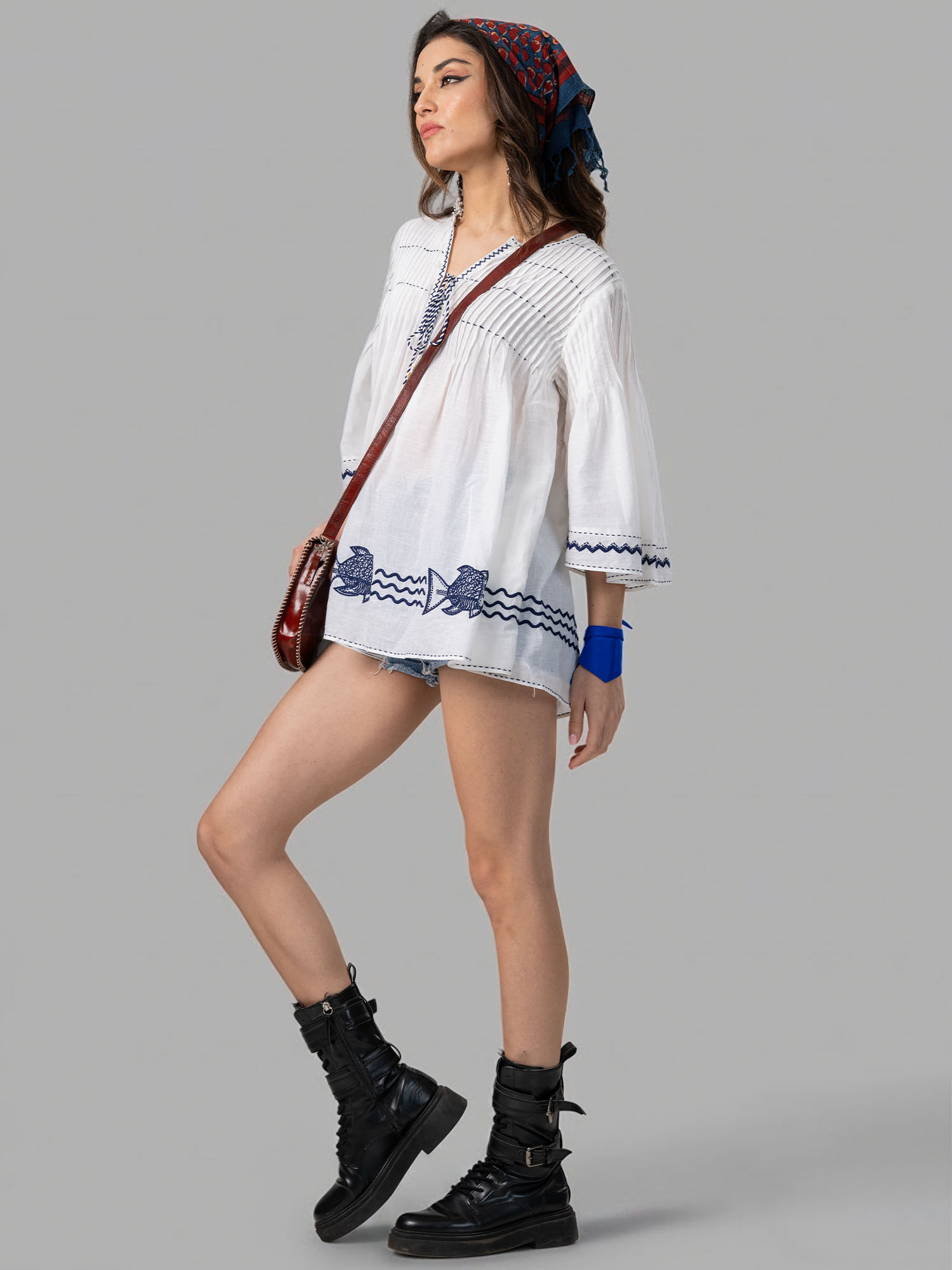 Samaki Handwoven Cotton Muslin Top 
