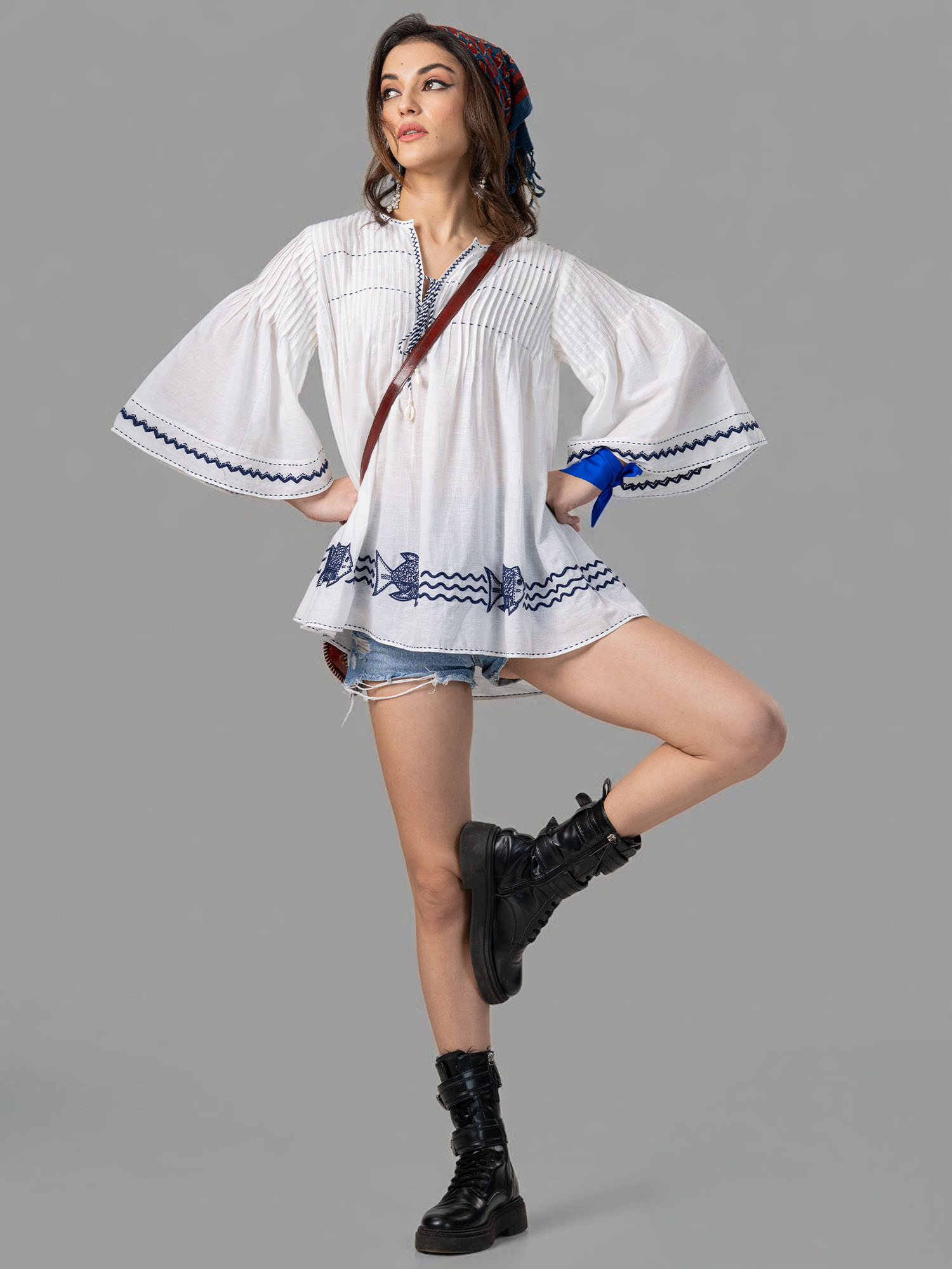 Samaki Handwoven Cotton Muslin Top 