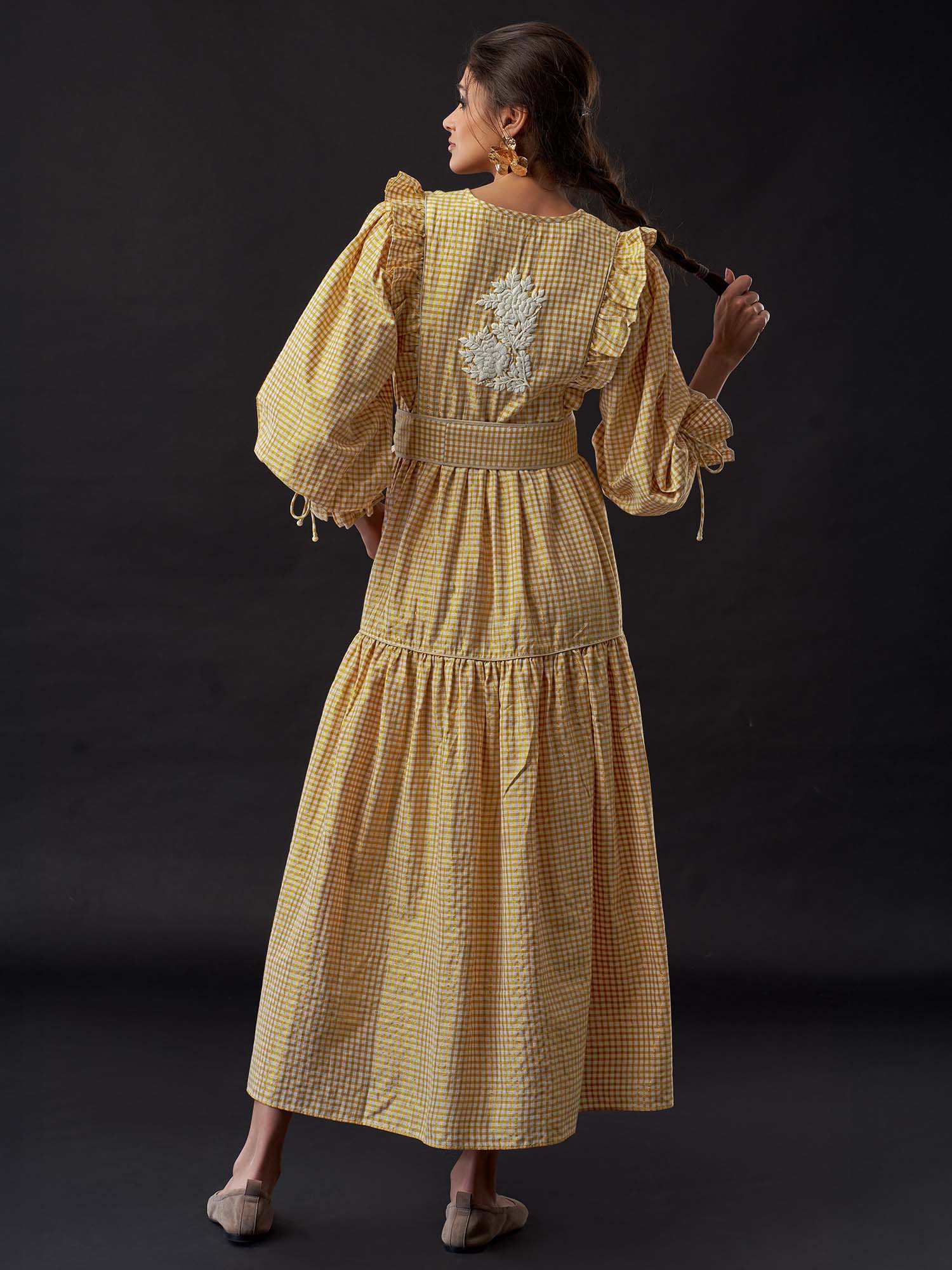 Sireneuse Metallic Thread Cotton Maxi Dress