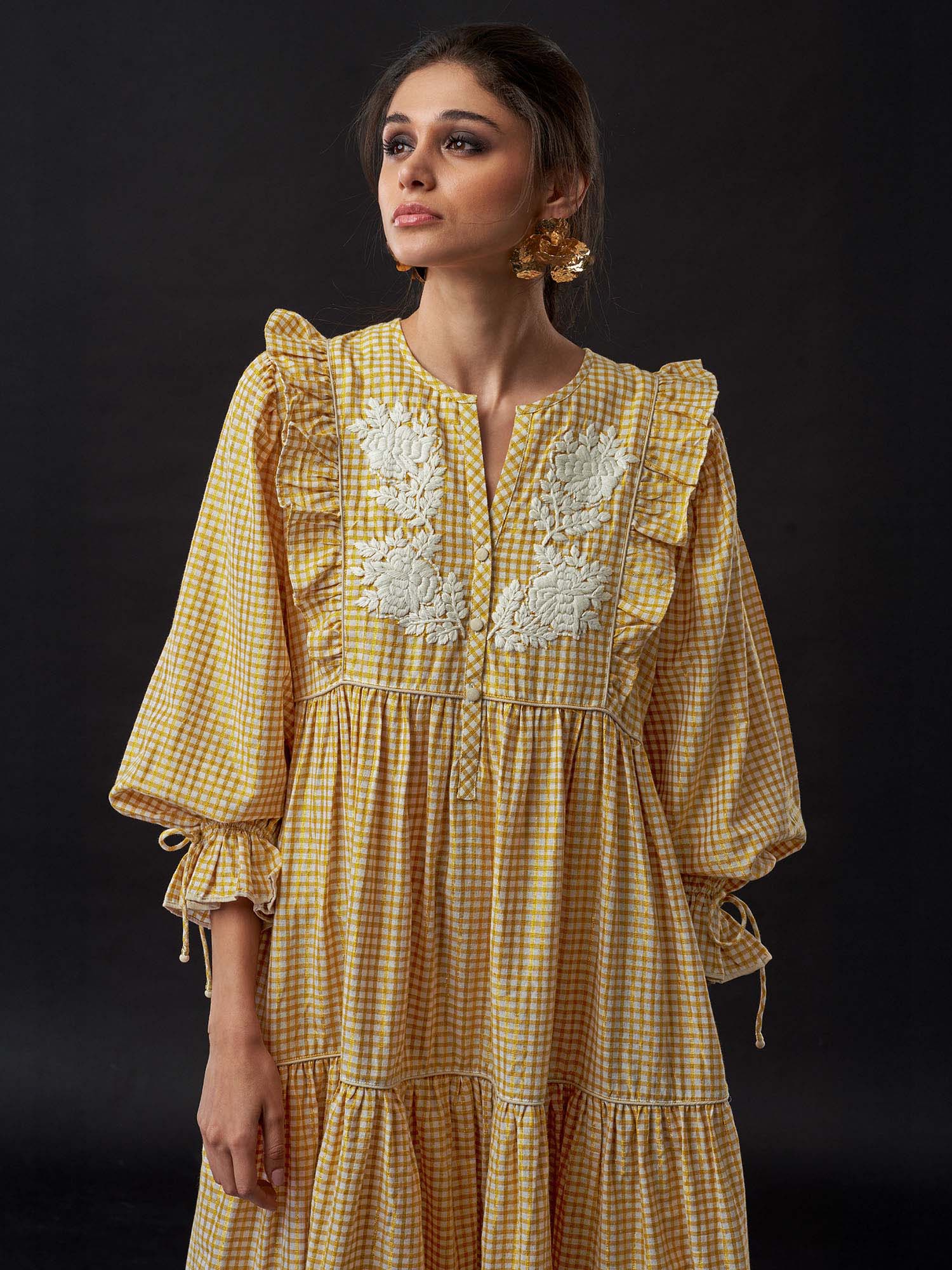 Sireneuse Metallic Thread Cotton Maxi Dress