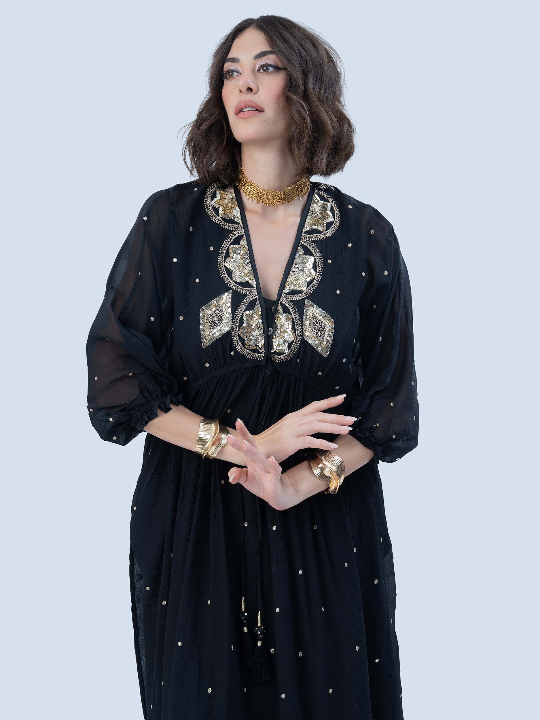 Tallis Silk Chiffon Kimono-Style Dress