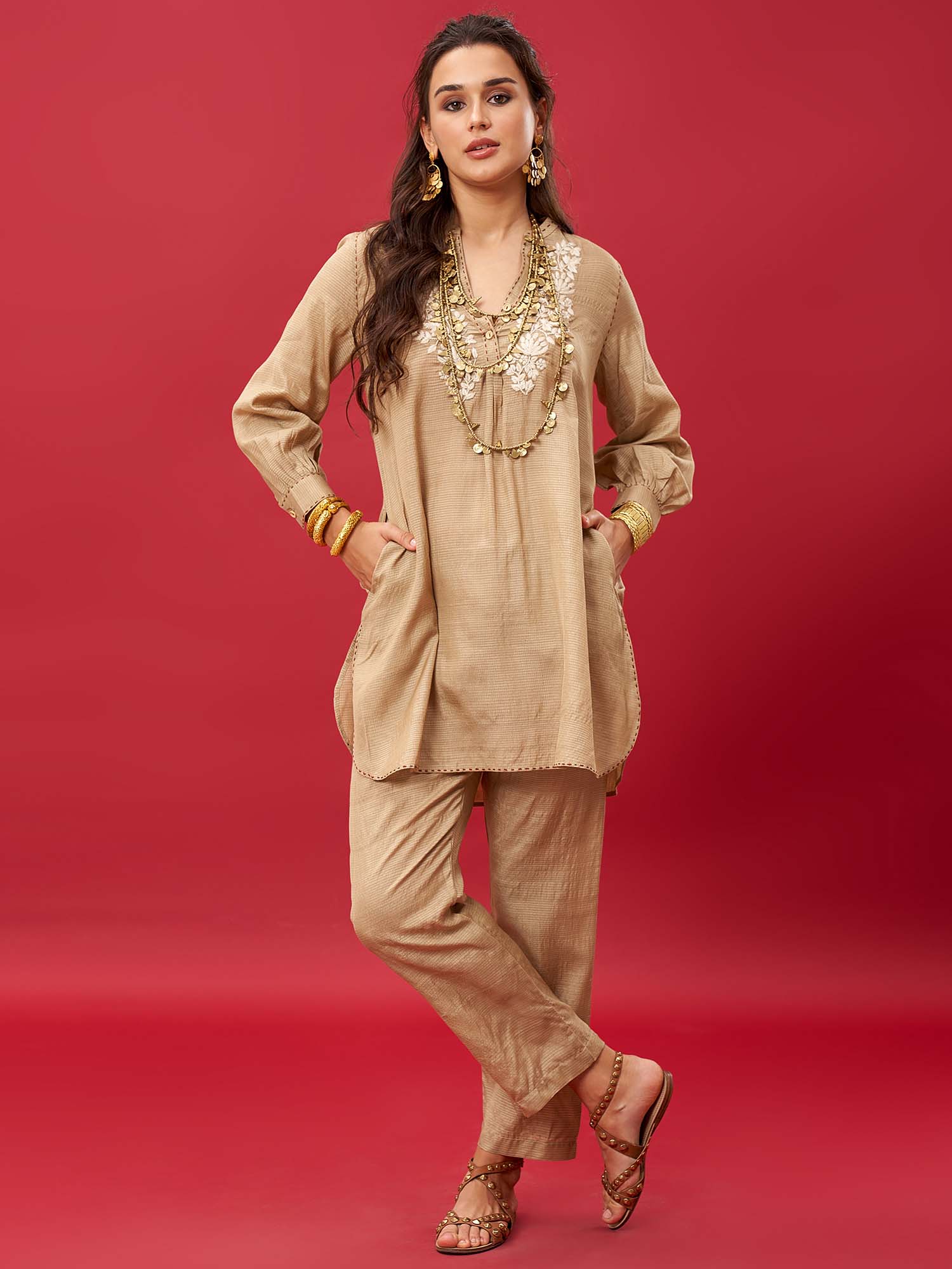 YUKO HANDLOOM SILK TWIN SET