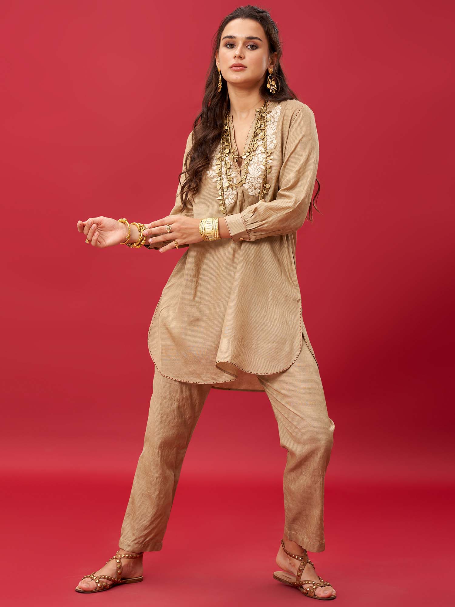YUKO HANDLOOM SILK TWIN SET